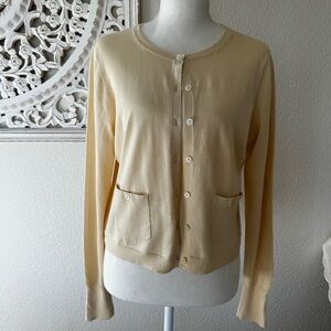 J.Crew Yellow Cotton Cardigan Sweater Button Front Classic Preppy Size M